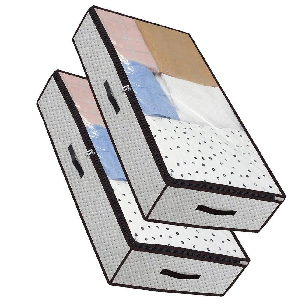 

2pcs Storage Box For Home Thickened Non-Woven Fabric Large Capacity Clothes Quilt Bag With Handles Organizer Bedroom