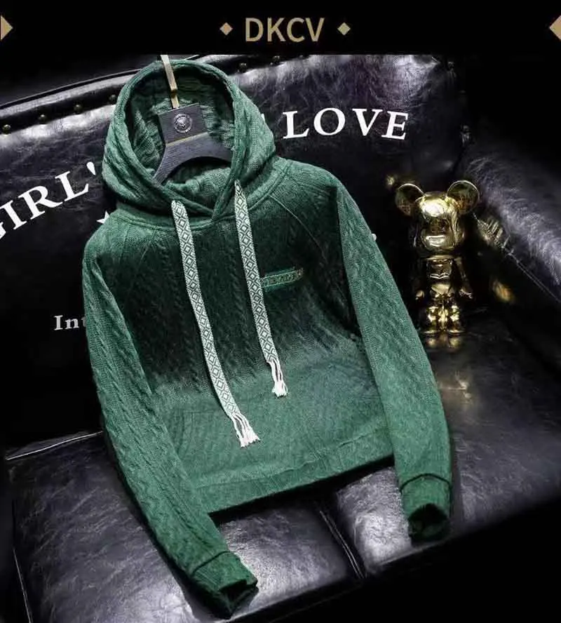 New Solid Color Hooded Loose Sweater Men's Beautiful Pattern Advanced Jacket Couple Top