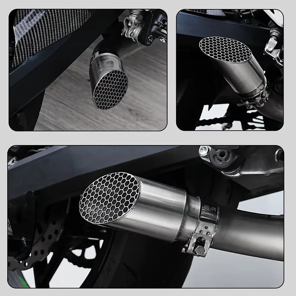 51mm Exhaust Muffler Slip-On Motorcycle Tail Pipe With Clamp Universal 2in Inlet 155mm For Street Bike Scooter