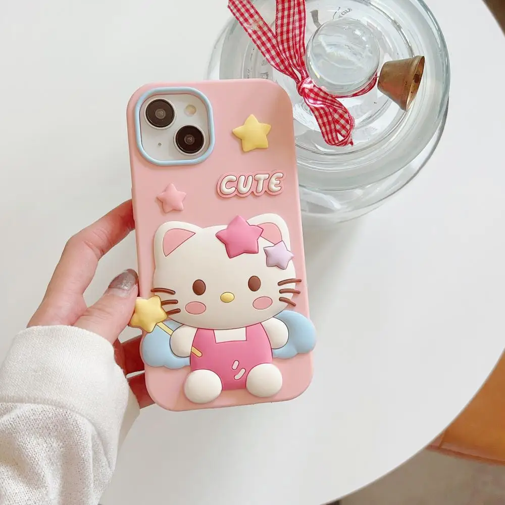 Kawaii Sanrio Hello Kitty Cartoon Silicone Phone Case for iPhone 14 13 12 11 Pro Max 14 Plus Shockproof Soft Back Cover Case