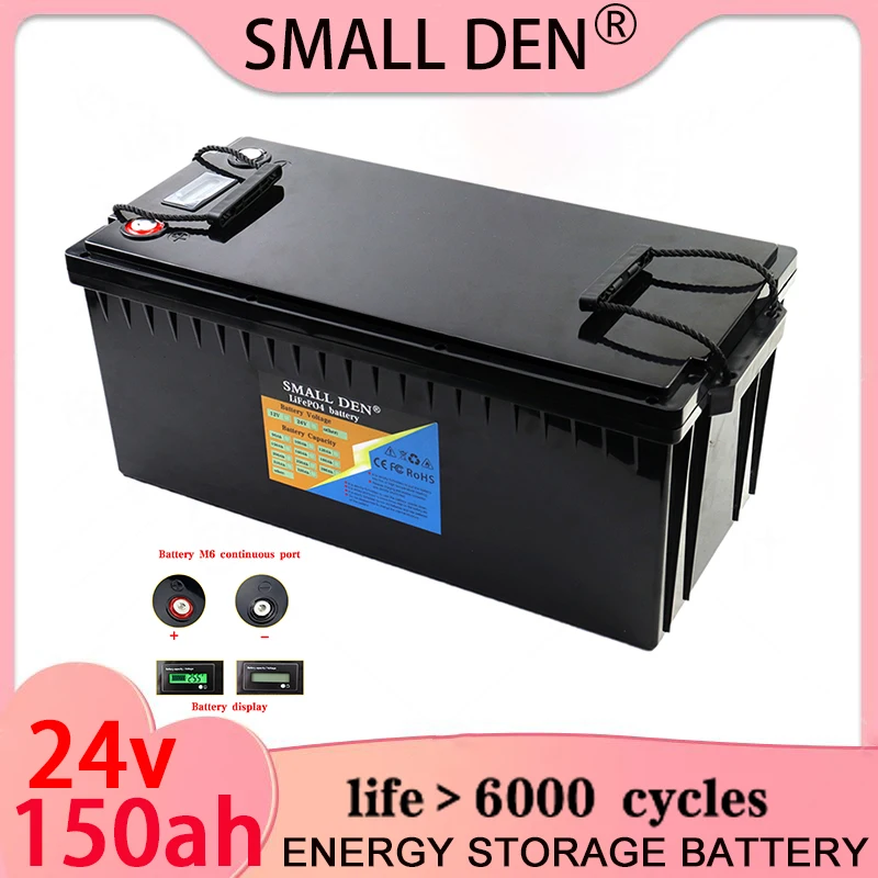 24v 150ah LiFePo4 Battery Built-in BMS Lithium Iron Phosphate Cells For Outdoor Camping Golf Cart Solar Storage