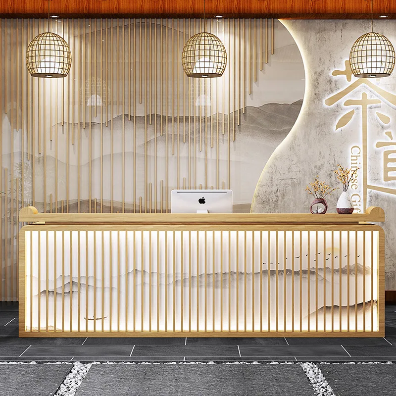 

New Chinese-style Checkout Counters Front Desk Reception Bath Shop Service Checkout Counters Health Club Furniture Cajero JT40C