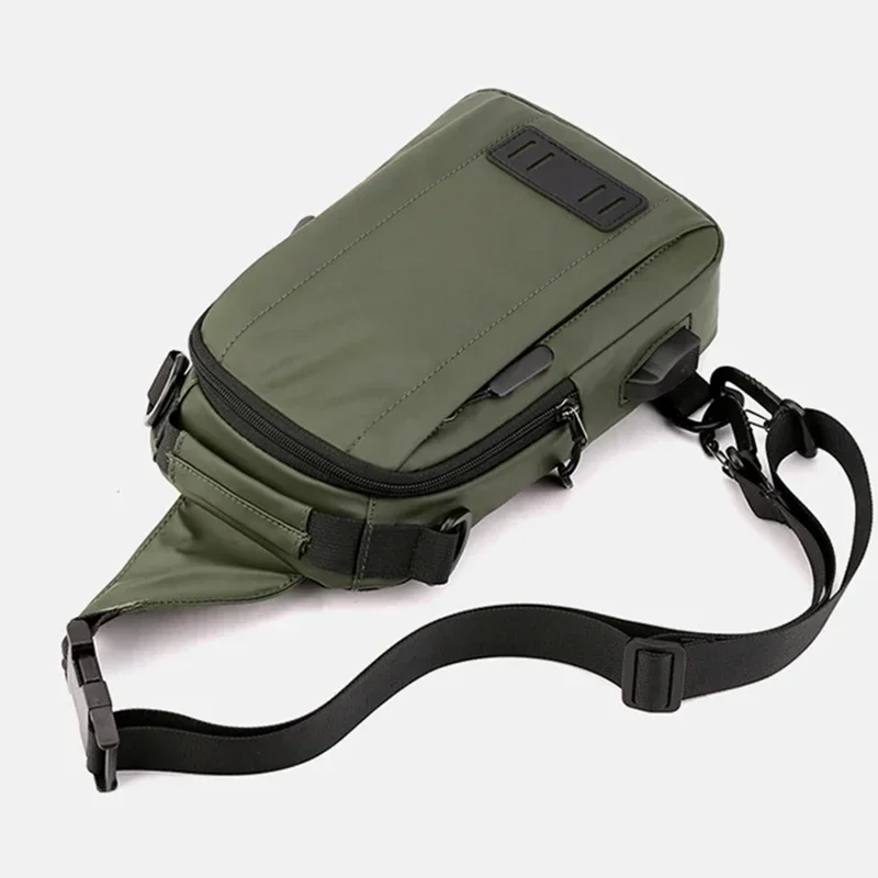 Nylon Men Backpack Rucksack Knapsack USB Charging Port Male Sling Messenger Crossbody Chest Pack Bag Daypack
