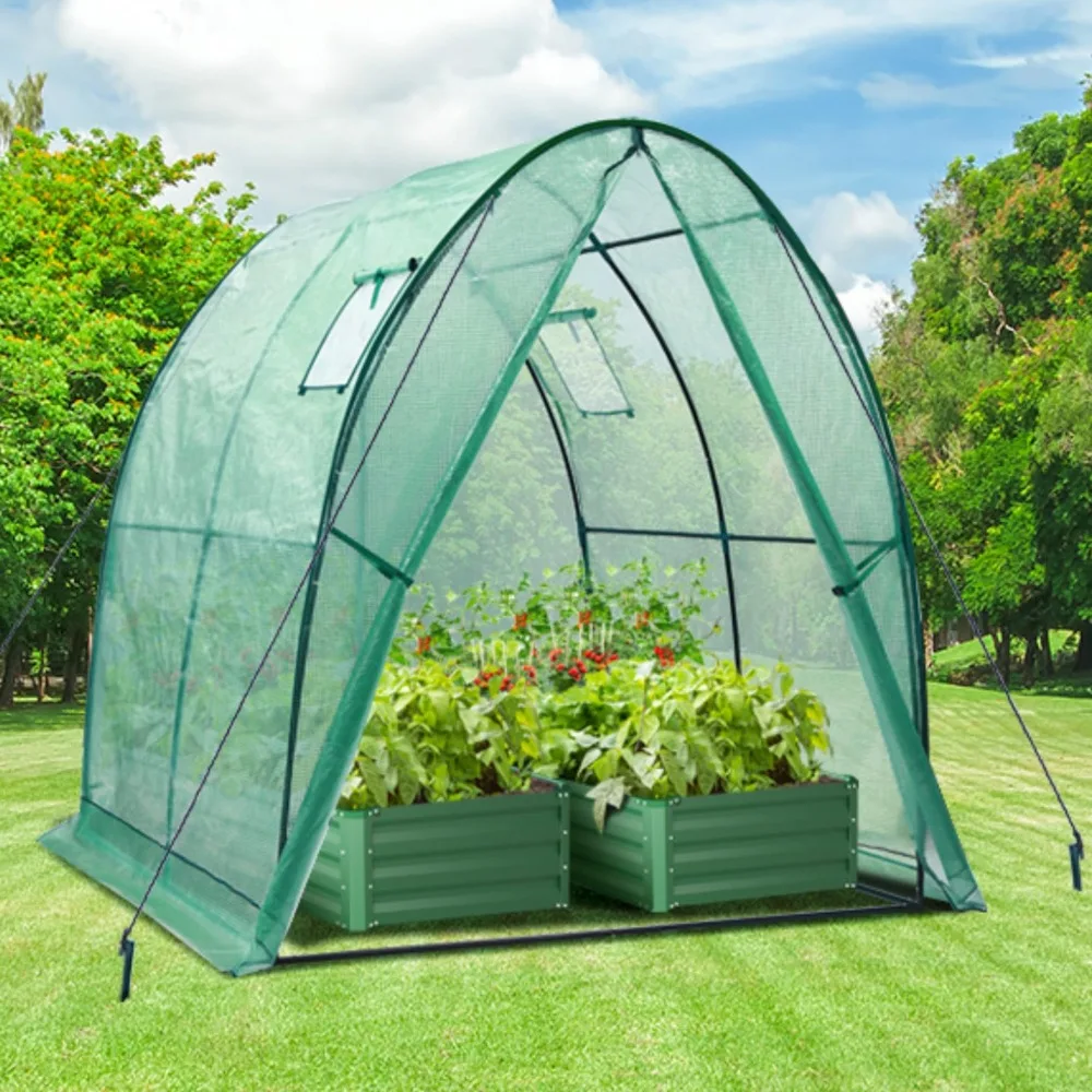 

2024 New Portable Tunnel Greenhouse Outdoor: Heavy Duty Small Walk in Green House with Mesh Windows, Reinforced Metal Base