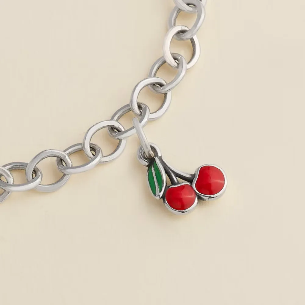 

5Pcs New Stainless Steel Cherry Pendant DIY Accessories Vacuum Plated 18K Gold Color Lasting For Cross Border Sales