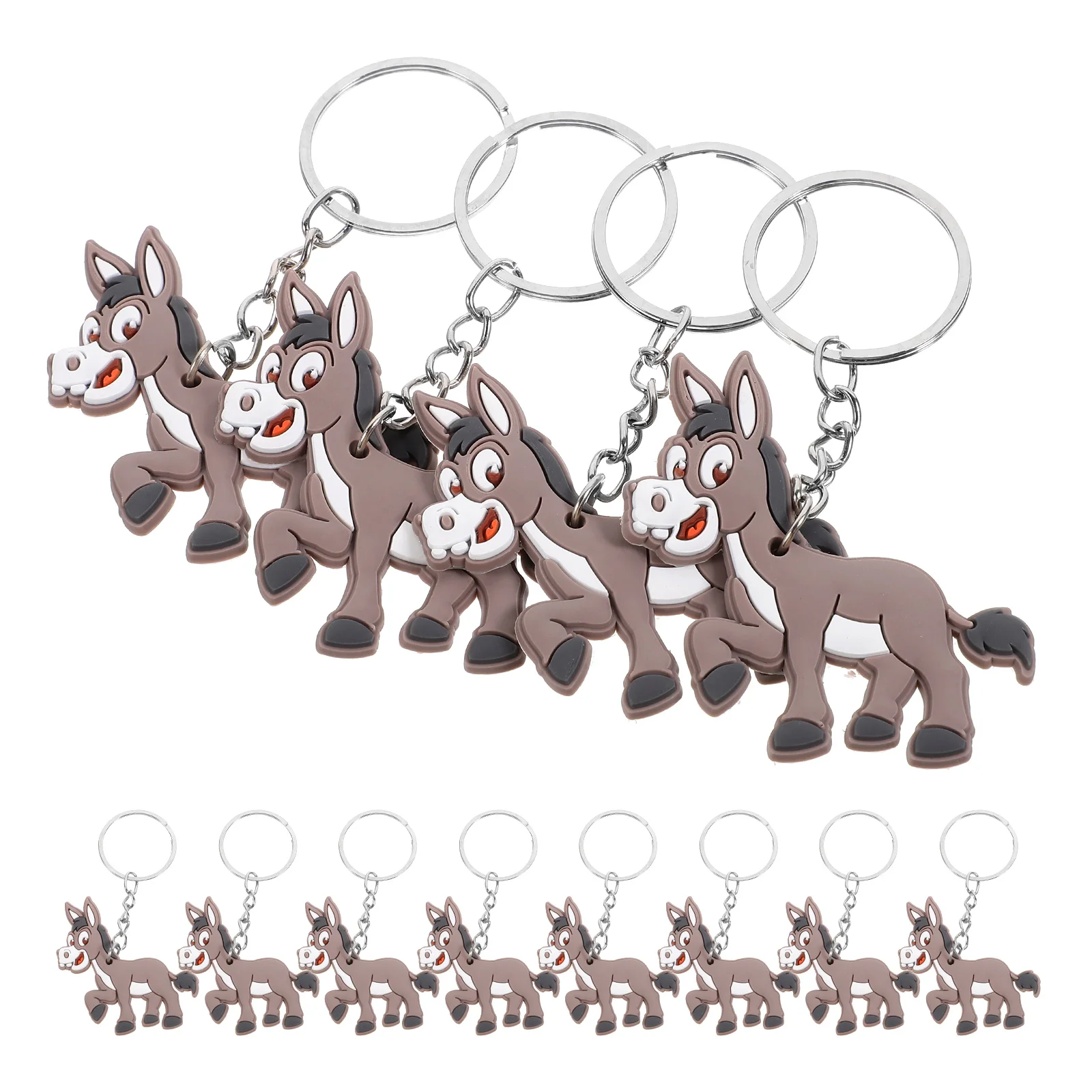 

12 Pcs Donkey Keychain Fob Locket Jungle Animal Pendant Ring Hanging Charm Adorable Cute