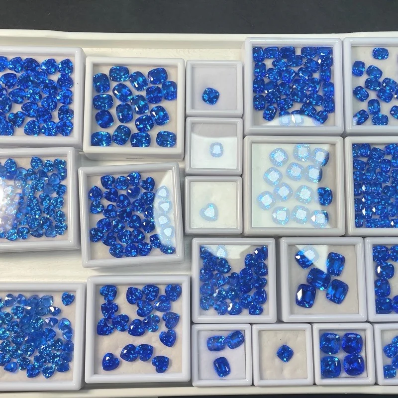 

New Czochralski Method Lab Grown Cobalt Spinel Multiple Shapes Combination Chain Charms for Jewelry Making AGL Certificate
