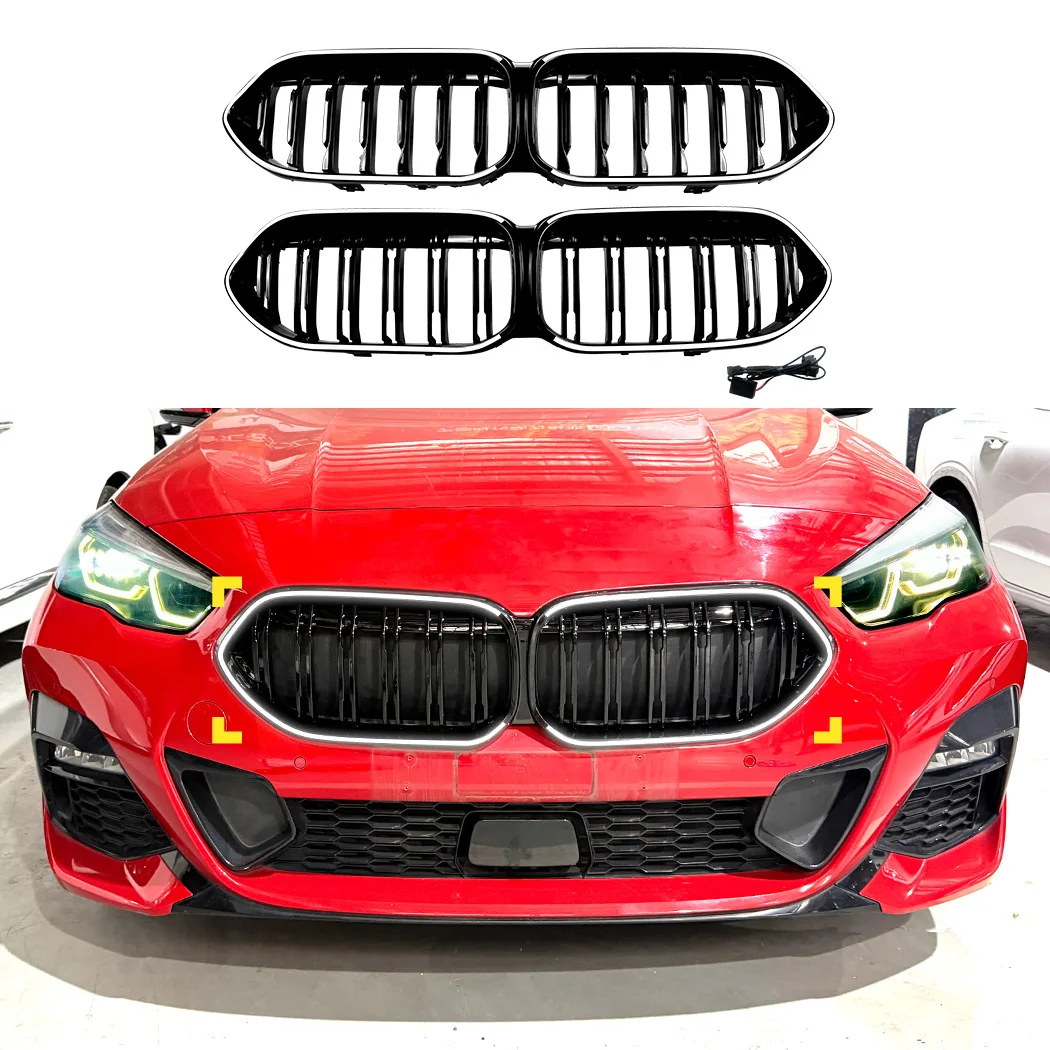 For BMW 2 Series F44 2020-2024  single double-line LED light-emitting front grille Racing air intake grille modification