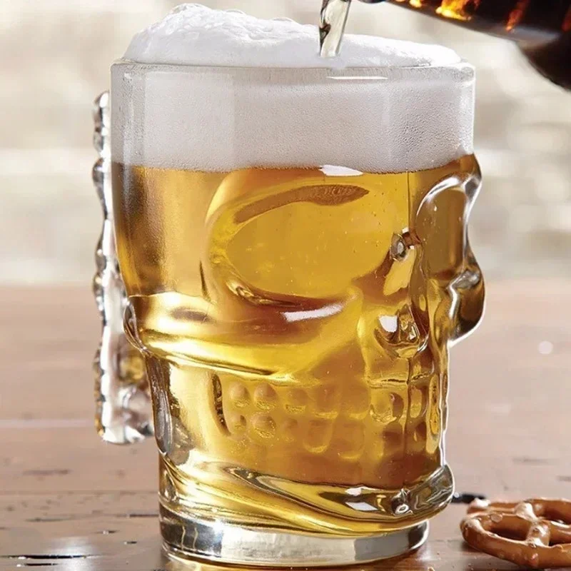 Classcial Pirate partner beer cup crystal glass Creative skull face bone with handle drinking wine Vodka Essential Bar
