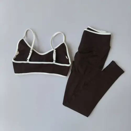 Seamless 2PCS Legging Sets Women's Strappy Sports Bras and Leggings High Waist Fitness Sculpt Leggings Running Pants Gym Suits - Image 6