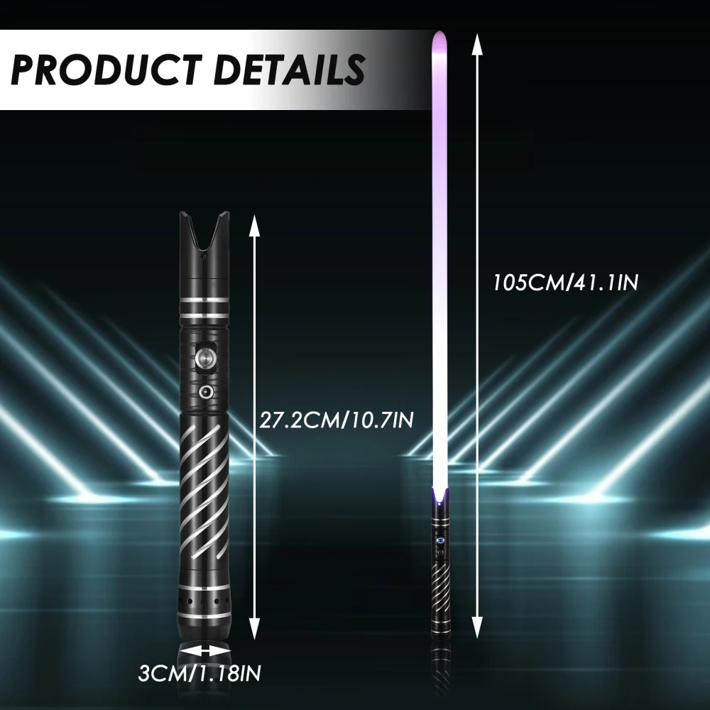 WANARICO RGB Smooth Swing Lightsaber Metal Handle Heavy Dueling 15-Colors Change Force 12 Sets Sounds Blaster Laser Sword Toys