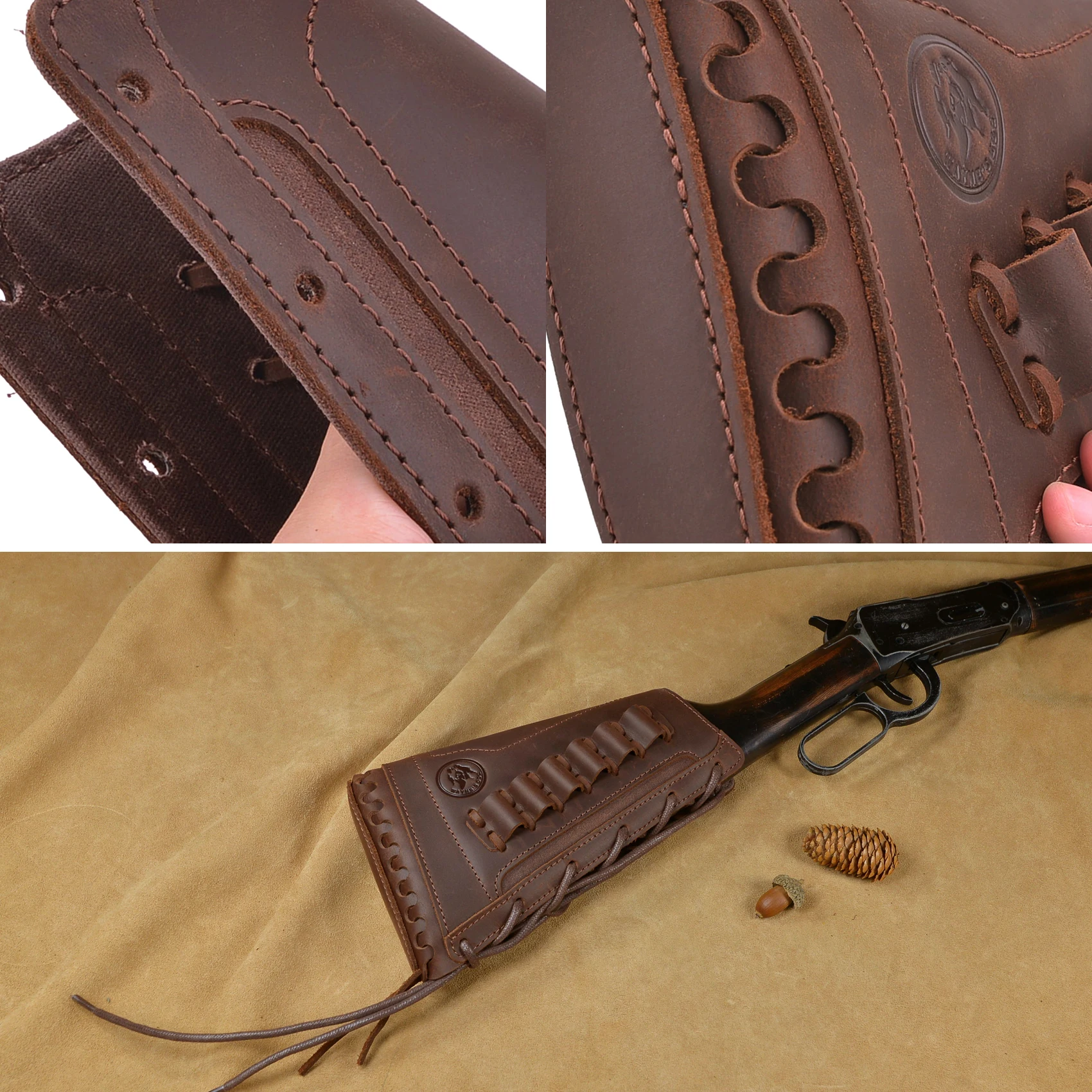 Imagem -05 - Leather Gun Buttstock Cheek Descanse com Rifle Suporte de Munição Para. 308 3006 3030 357 4570. 22lr 12ga 16ga Direito 20ga