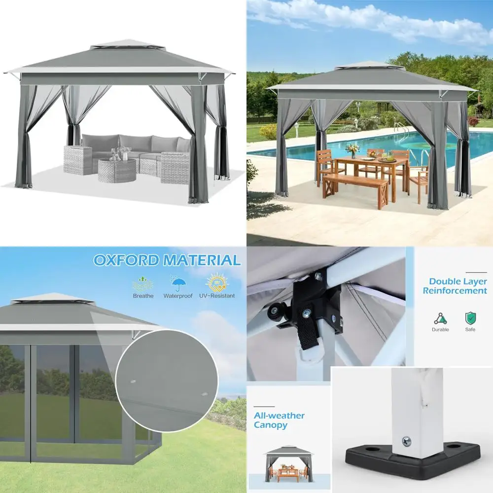 

Waterproof UV-Protected Instant Pop Up Canopy Tent with Mosquito Nets, Clearance Sale, Includes Rolling Bag for Easy Transport,