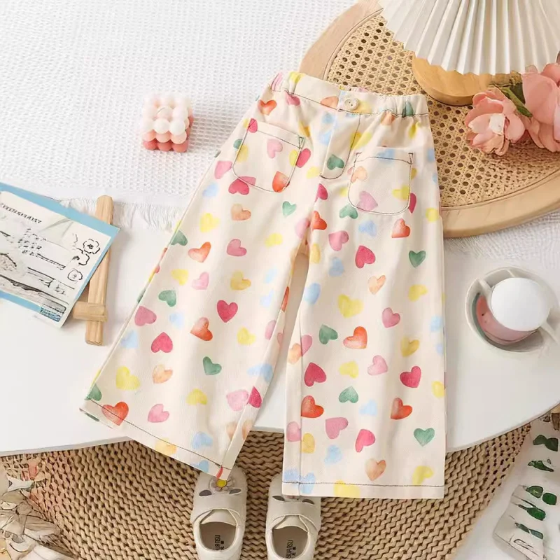 Kxkm-South Korea Children's Casual Pants Spring Girl All-Match Western Style Straight Loose Spring Clothes Pants Trousers New