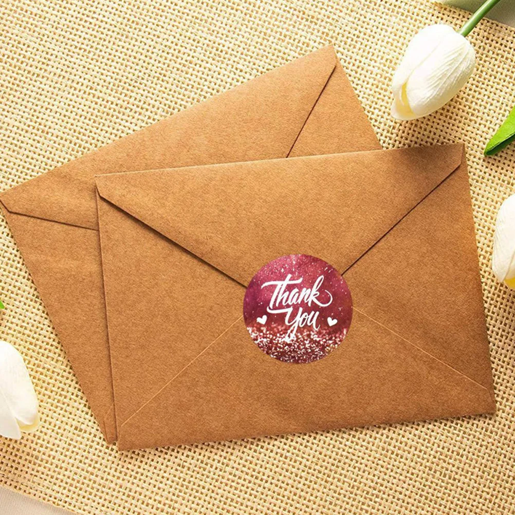 

Thank You Stickers Envelope Adhesive Letter Decoration Gift Tags Sealing Label Round Adornments