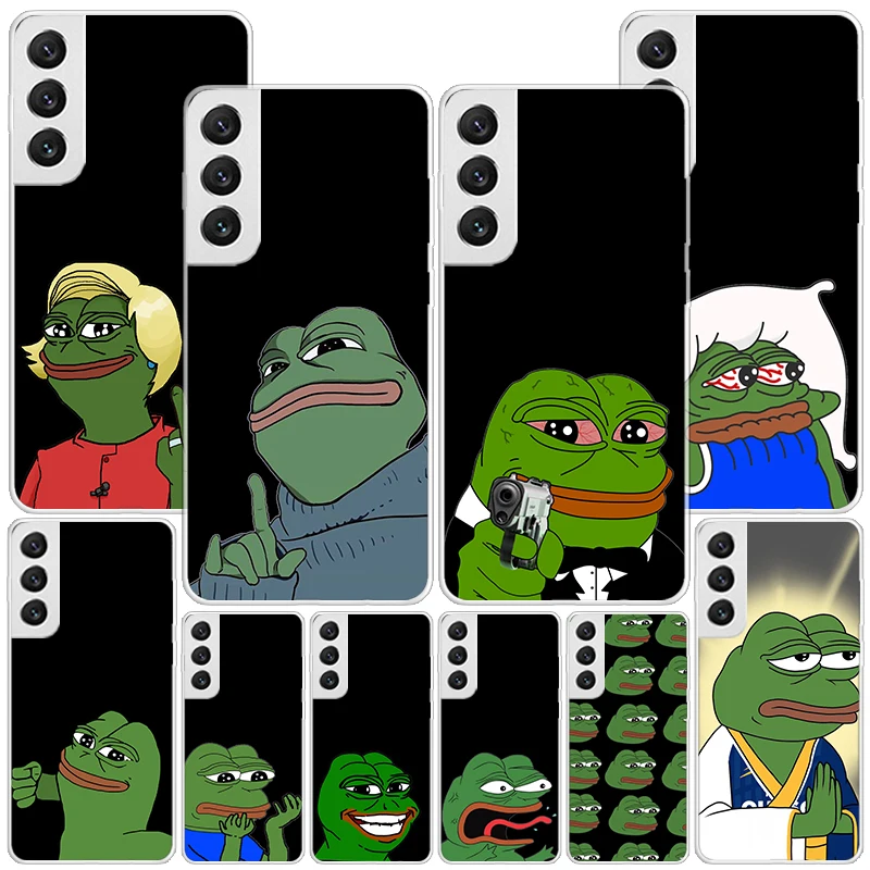 Cute Frogs Party Sad Pepe Phnoe Case for Samsung Galaxy S23 S24 Ultra S22 Plus S21 S20 FE S10E S10 S9 S8 + Unique Cover Coque