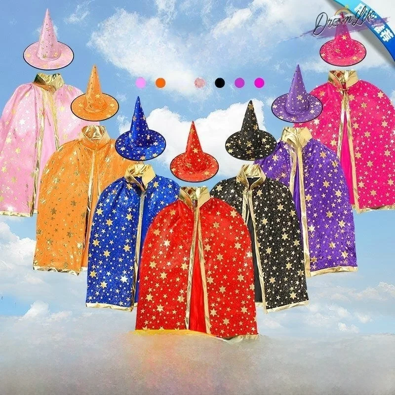 

Костюм для Хэллоуина: Детский и взрослый мужской наряд для выступлений, плащ-накидка с капюшоном для косплея волшебника/ведьмы, традиционный китайский сценический костюм