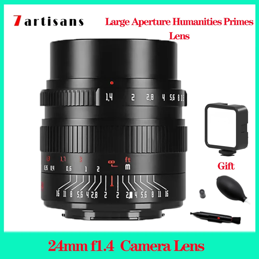 

7artisans 24mm F1.4 APS-C Large Aperture Humanities Primes Lens For Sony E Canon EOS-M RF FUJIFX M4/3 NIKON Z Cameras Accessorie