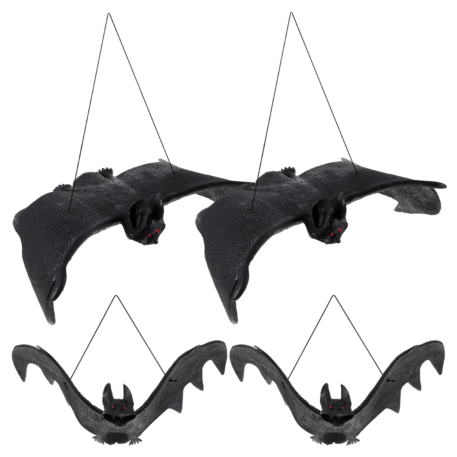 

4Pcs Simulation Bat Pendant Halloween Adornment Festive Party Supply Horror Scene Decoration Halloween Bat Pendant