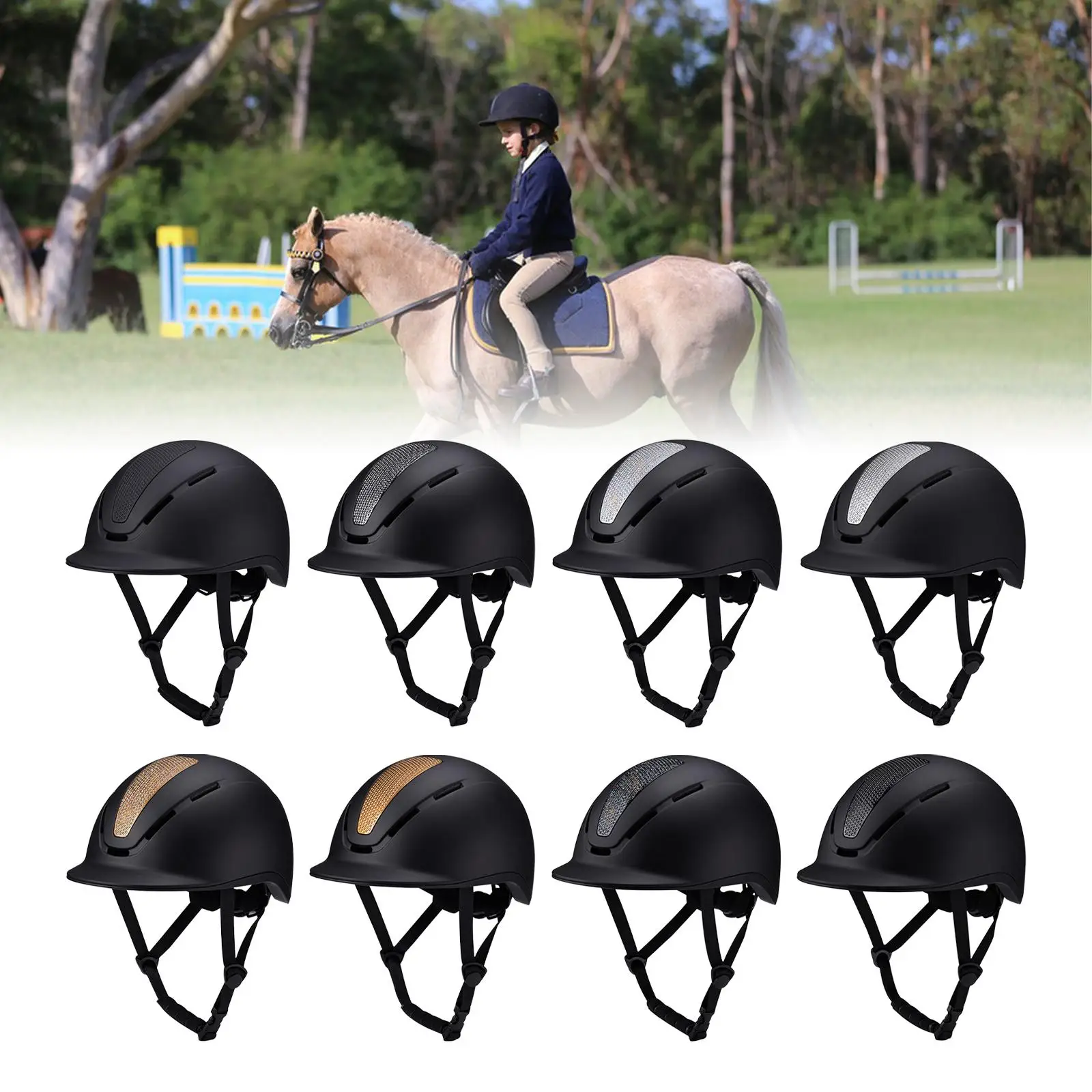 Equestrian Helmet for Horse Sport Adjustable Size Head Protection Breathable Cap for Road Bike Adventure
