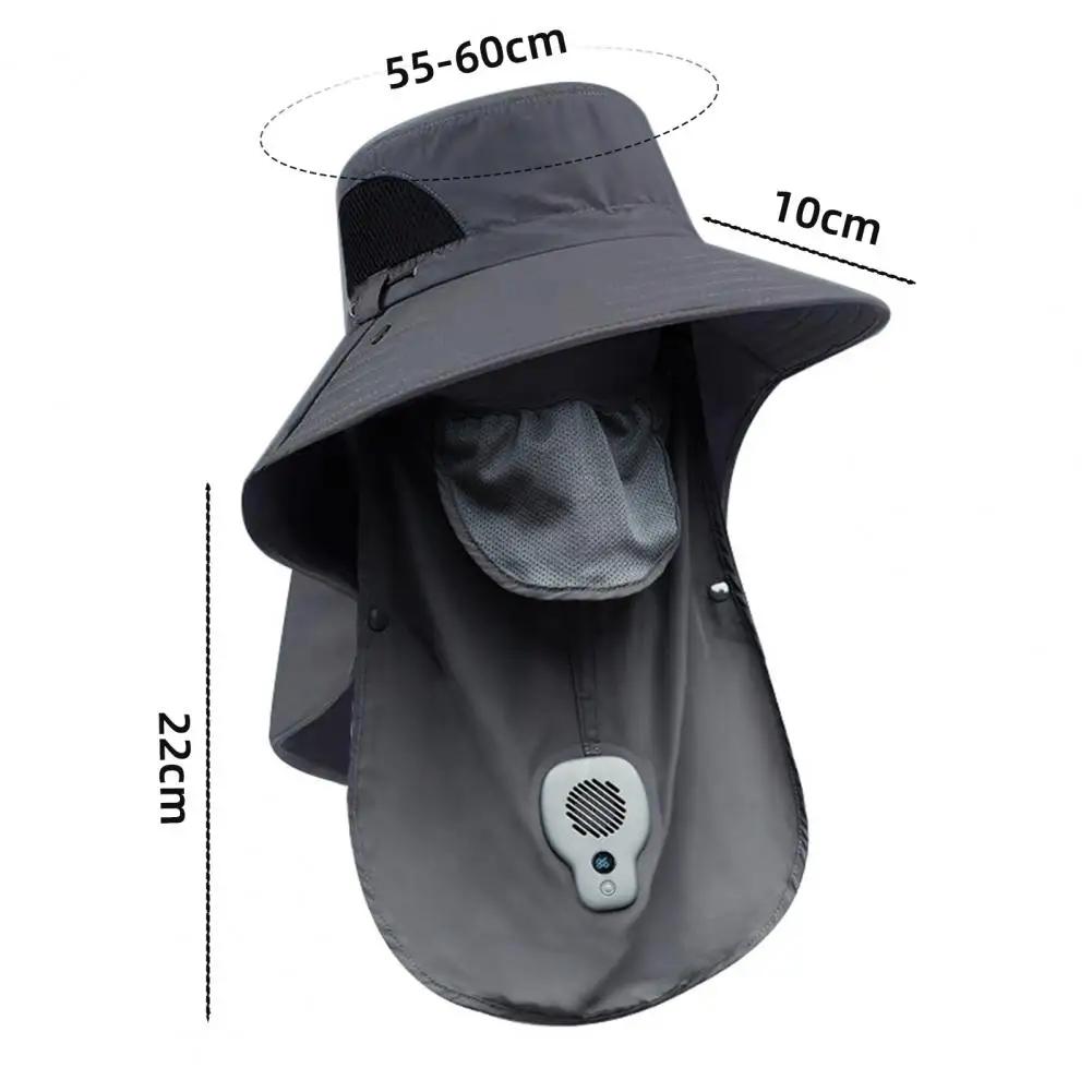 Outdoor Wide Brim Sun Hat With Fan Neck Protection Breathable anti-ultraviolet Mountaineering Fishing All-round Sun Hat