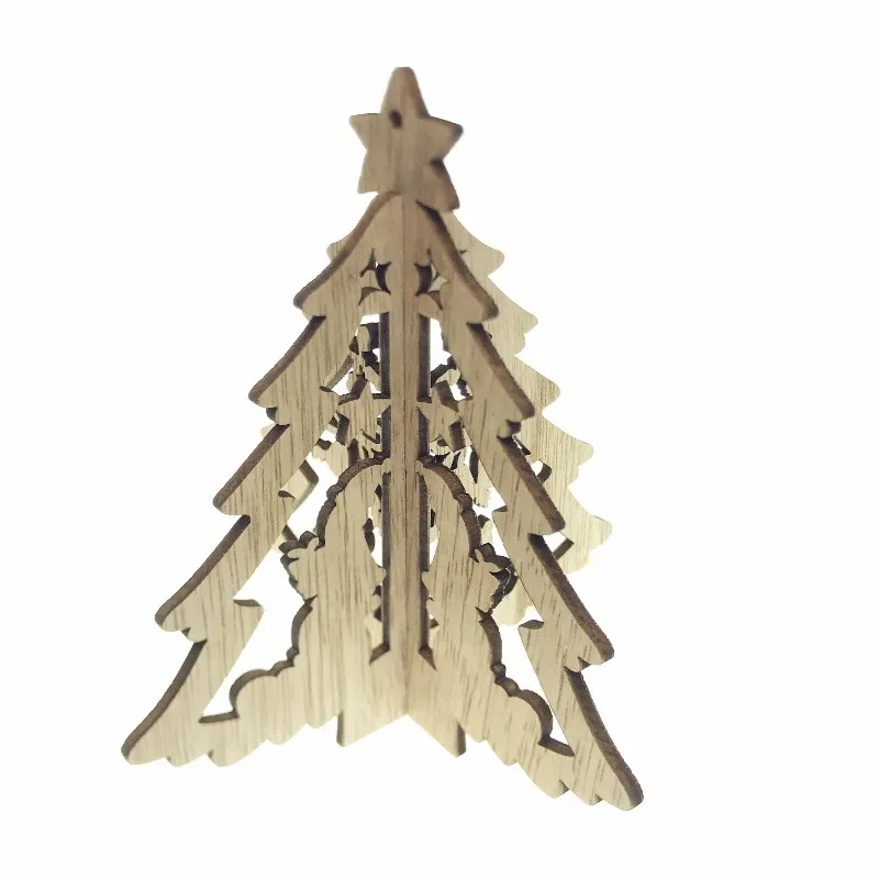 

5pcs Unfinished Wooden Christmas Tree Ornaments for DIY Craft Projects Paintable Tabletop Decorations for Holiday Decor