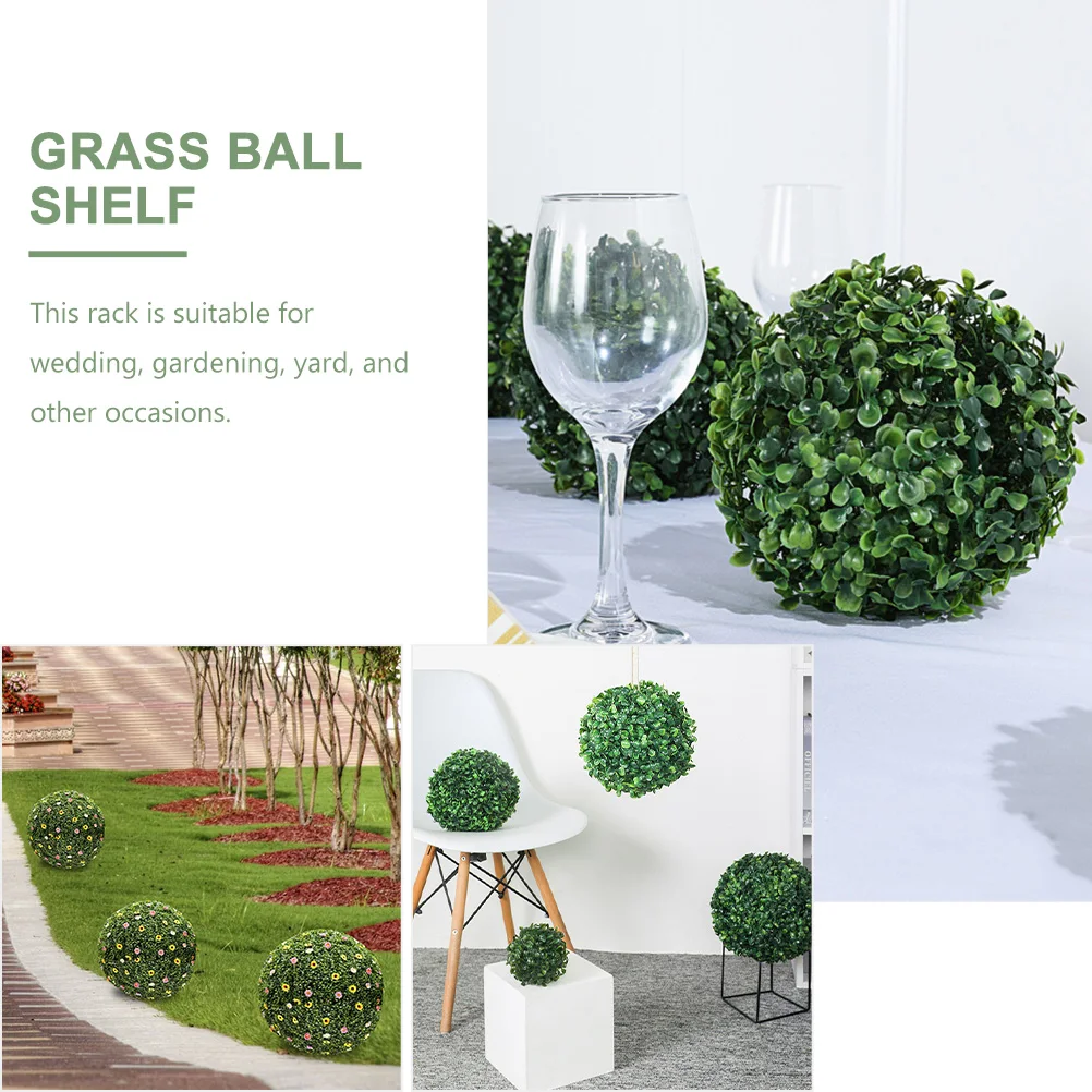 2Pcs 플라스틱 잔디 공 랙 프리미엄 꽃꽂이 프레임 웨딩 파티 정원 장식 인공 식물 토피어리 공