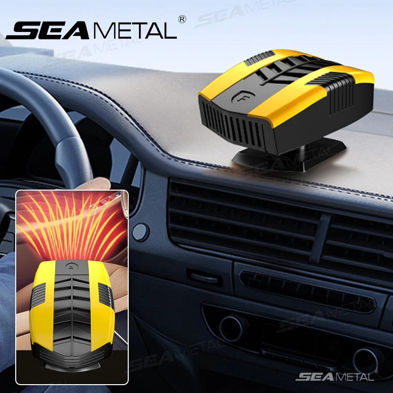 SEAMETAL 12V Car Heater Windshield Defogger and Defroster 360° Rotatable Heating/Cooling Fan Portable Car Air Defogging Heater