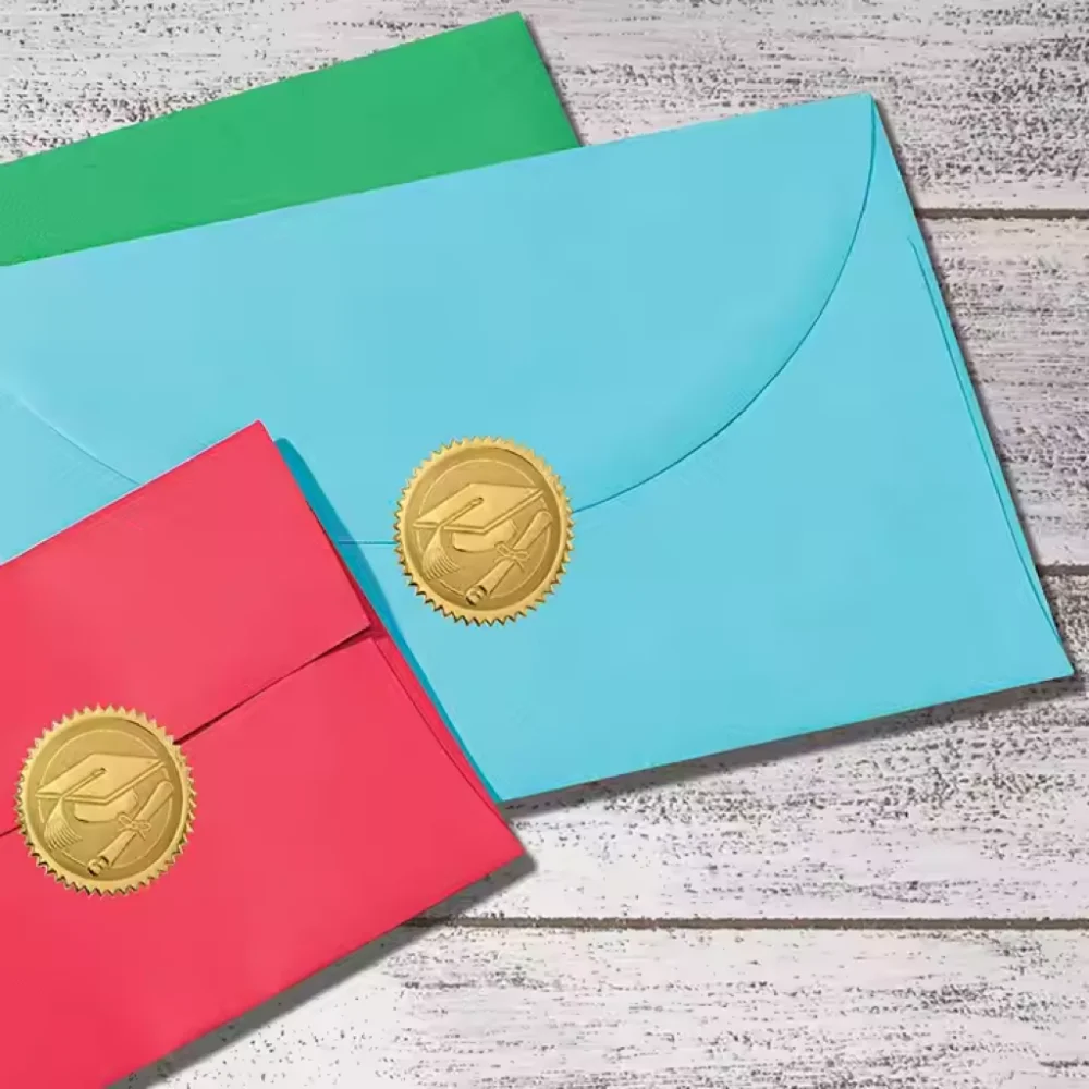 2 بوصة 120 قطعة الذهب احباط تنقش ذاتية اللصق التسمية المغلف لواصق الختم غطاء التخرج شهادة لواصق الختم #5