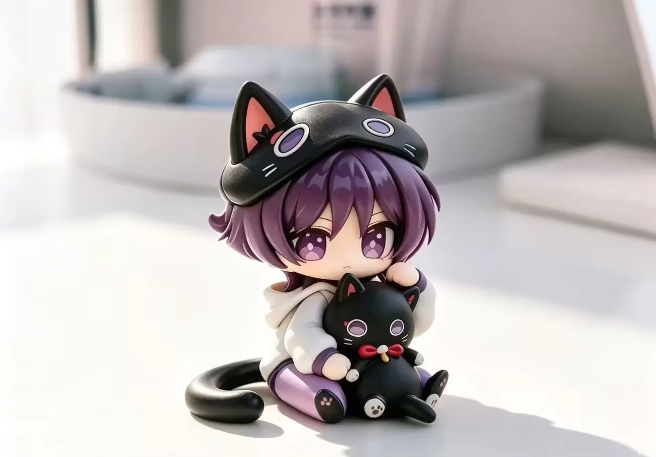 Scattered Soldier - Fairy Tale Cat, Cute Q-Version Anime Peripheral GK Handmade Table Set Trendy Play Model Genshin Impact