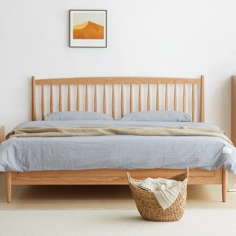 

Simple Small Apartment Oak 1.8M Windsor Bed Modern Master Bedroom 1.5M Vertical Bar Bed