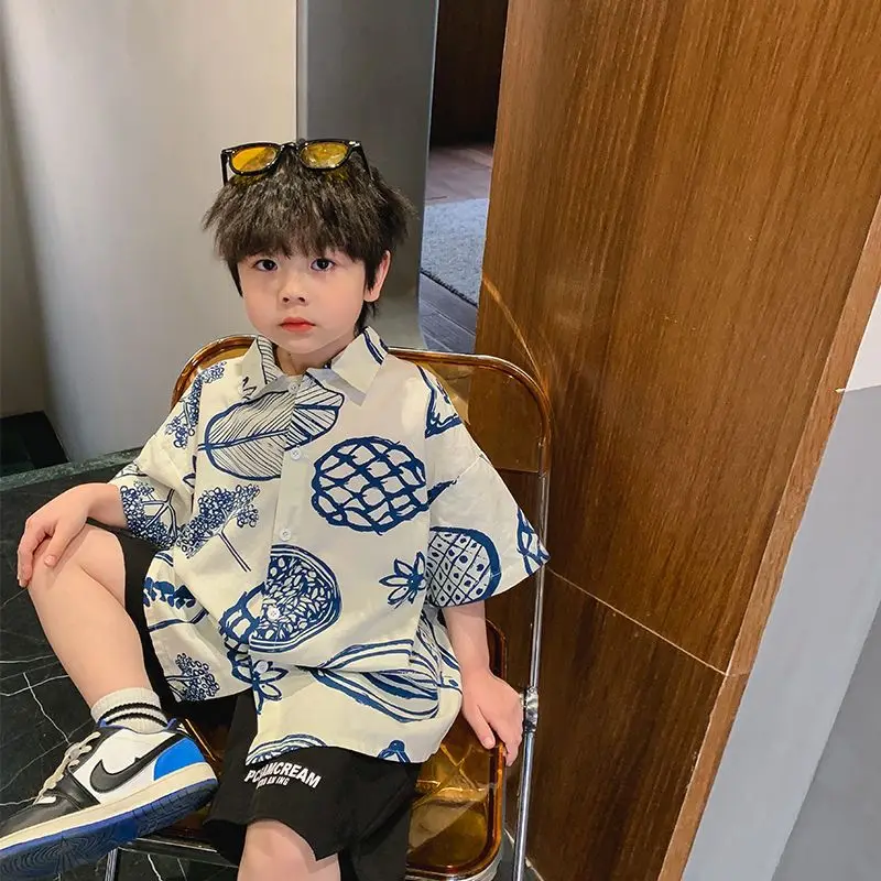 

Children's Short Sleeve Shirt Boys' Summer Thin Small and Medium Tops Boys' 2026 New