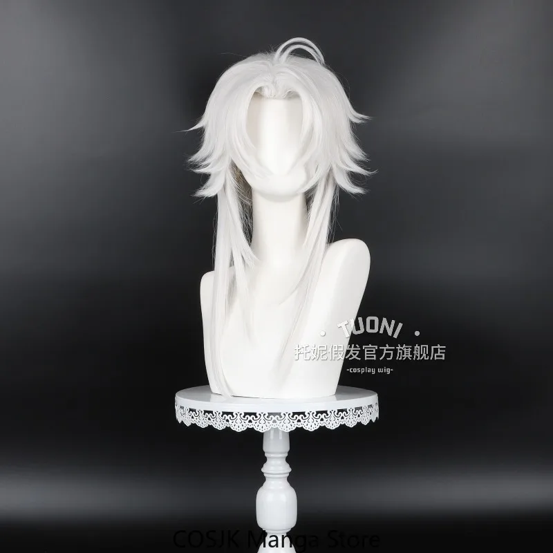 Anime Cute The Pierrot Cos Short Wig Teased Hair Crown Hair Peak Silver White High Temperature Silk Cos Prop Role-Playing