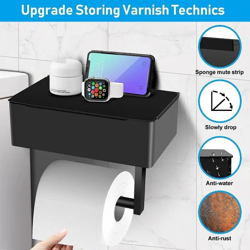 Toilet Paper Holder with Shelf Wipe Holder for Bathroom Wipes Dispenser Toilet Paper and Wipes Holder Toilet Paper Wall Mount