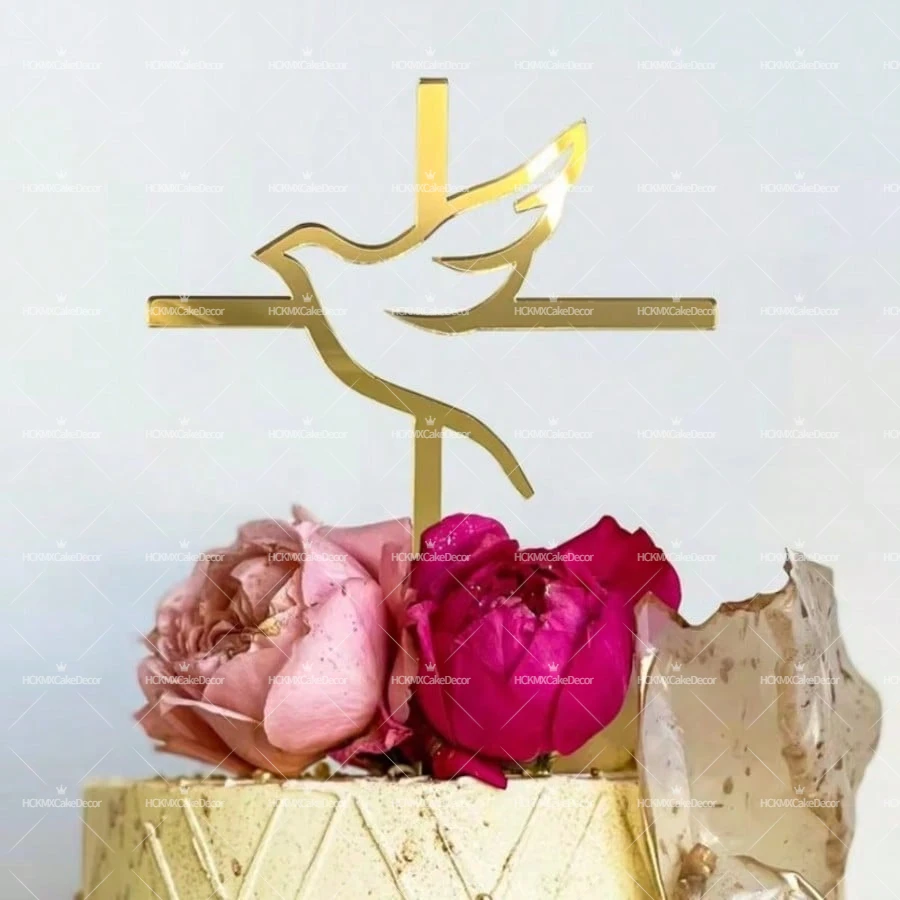 3er/6er-Set Goldene Acryl-Friedenskreuz-Kuchendekoration für Taufe und Kommunion, DIY-Kuchendekoration für Desserts und Backwaren – Detail 5