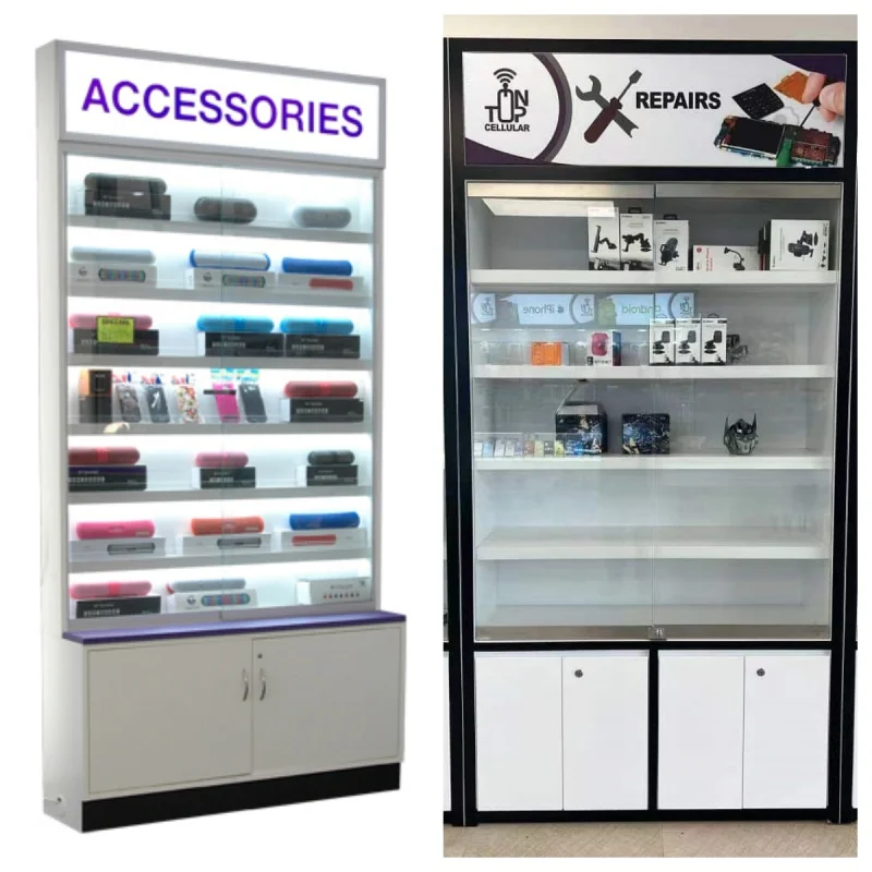 Custom Mobile Phone Displays Displays, Acessórios modernos Display Cabinet, Professional 3D Cell Phone Store Design