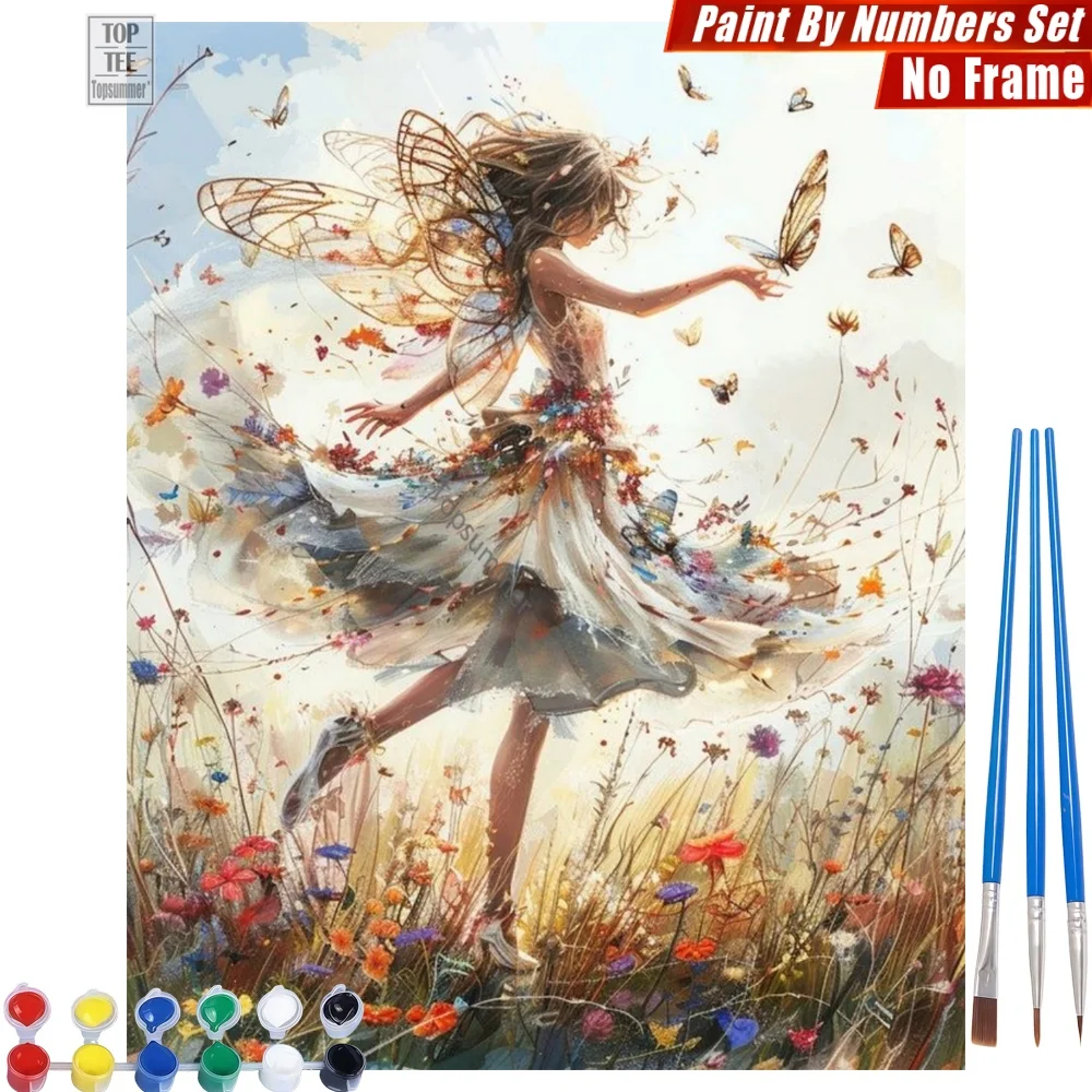 

Fairy dancing flowers Paints By Numbers Kit - dreamy magical ethereal Relaxing Activities Valentine's Gift For Grandma