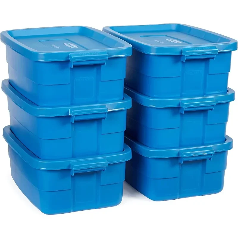 Rubbermaid Roughneck️ 10 Gallon Storage Totes,Pack of 6,Durable Stackable Storage Containers Lids,Nestable Plastic Storage Bins