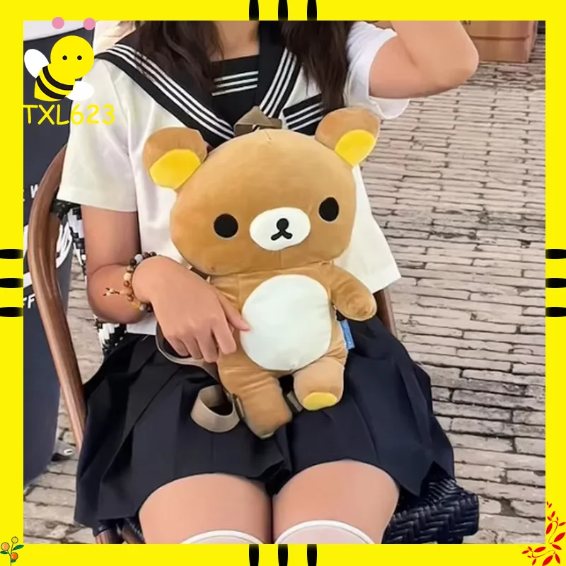 

San-X Rilakkuma плюшевый рюкзак большой емкости Kawaii Bear школьный рюкзак милый дизайн на молнии японская сумка для хранения в стиле Лолиты JK