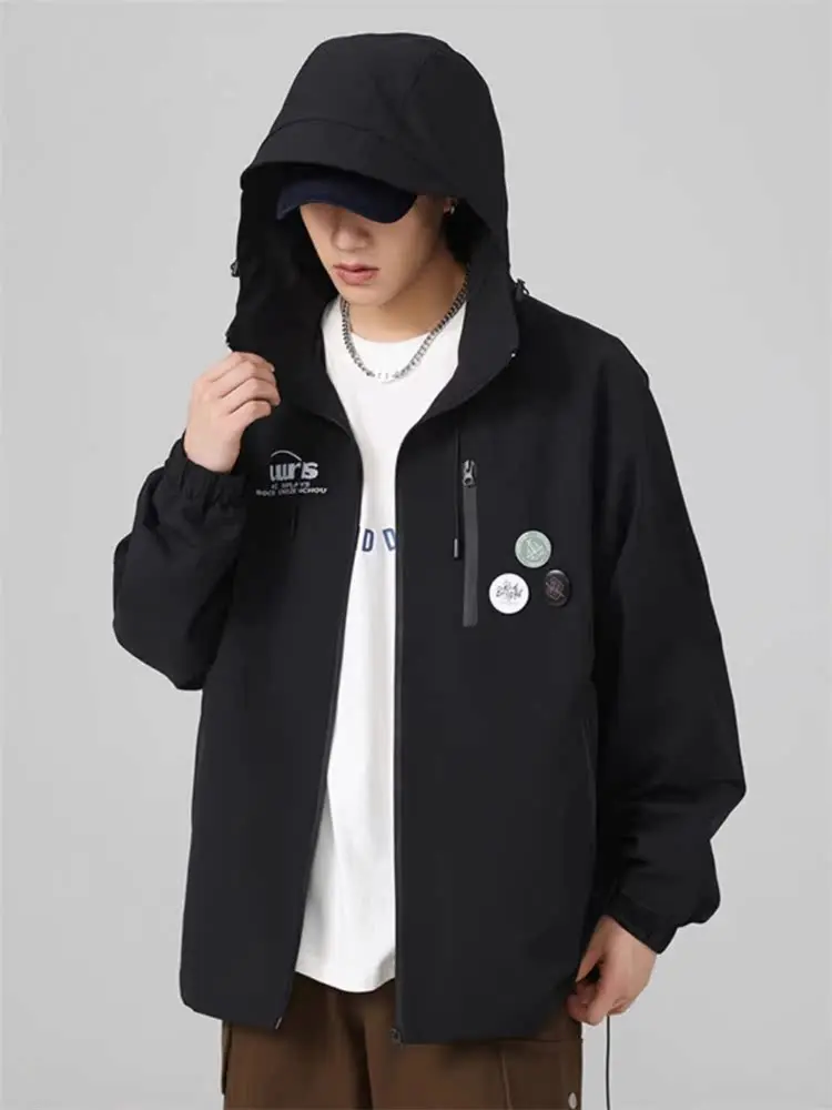 Heren Outdoor Waterdicht Winddicht Wandelen Jaet Koppels Faion Trendy Ritssluiting met capuchon Losse pasvorm