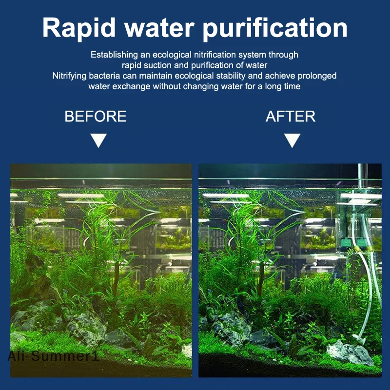 【E】3 في 1 مضخة فلتر حوض السمك خزان الأسماك الصامت غاطسة الهواء الأكسجين مهوية حوض السمك مضخة هواء تغيير المياه مضخة موجة صانع