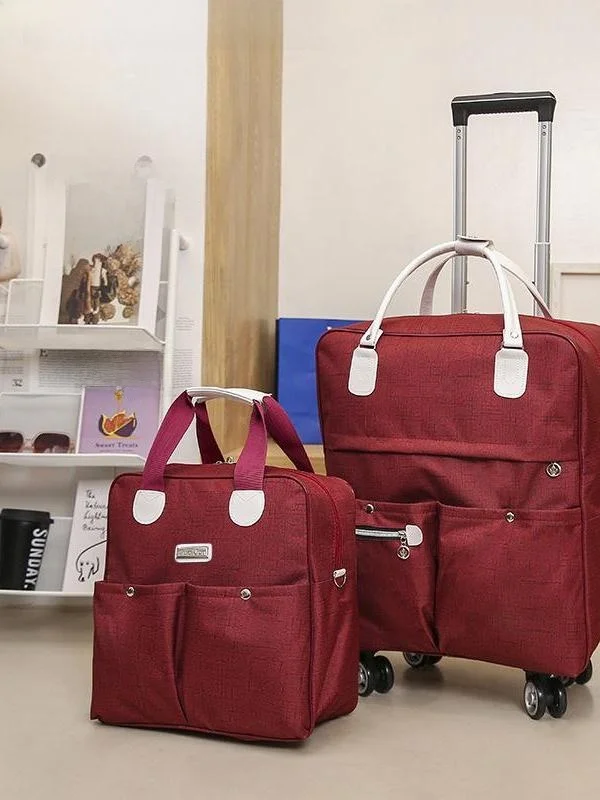 トラベルバッグ-大容量-ハンドヘルド-短期旅行用荷物-女性-軽量-折りたたみ式-搭乗用-ソフトボックス-シンプル-プルロッドバッグ-ソフトパック