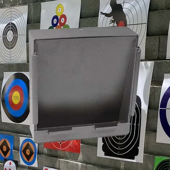 مصيدة حبيبات مربعة سوداء ذات حافة ضيقة مع مساند خلفية مشطوفة و20 قطعة من الأهداف الورقية مقاس 5.50*5.50 بوصة