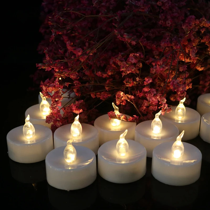 12Pcs Warm White Battery-Powered Candles LED Flashing Bright Wishing Candles Electronic Candle