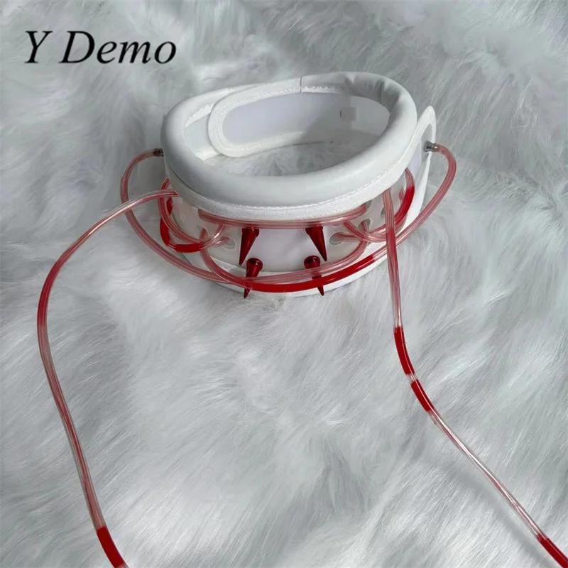 Y Demo Techwear Adjustable Plastic Neck Support Rivets PVC Choker Necklace Handmade Pu Edge Movable Harajuku Accessory