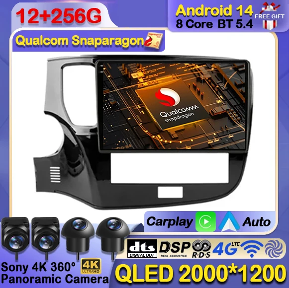 

Android 14 Carplay Auto For Mitsubishi Outlander 3 III GF0W GG0W 2018 - 2021 Car Radio Multimedia Video Player Navi GPS 4G WIFI
