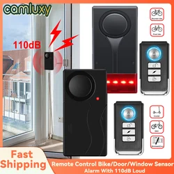 Allarme antifurto Camluxy 110db allarme forte per porte e finestre allarme vibrazione Wireless con sensori di sicurezza per biciclette telecomandati