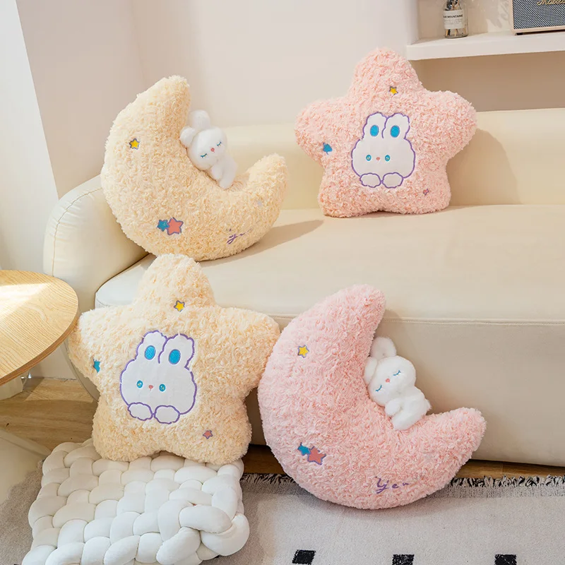 45cm Kawaii Pillow Rabbit Cartoon Star Moon Pillow Cushion Creative Happiness Soft Family Plush Toy Sofa Home Decor Plush Pillow