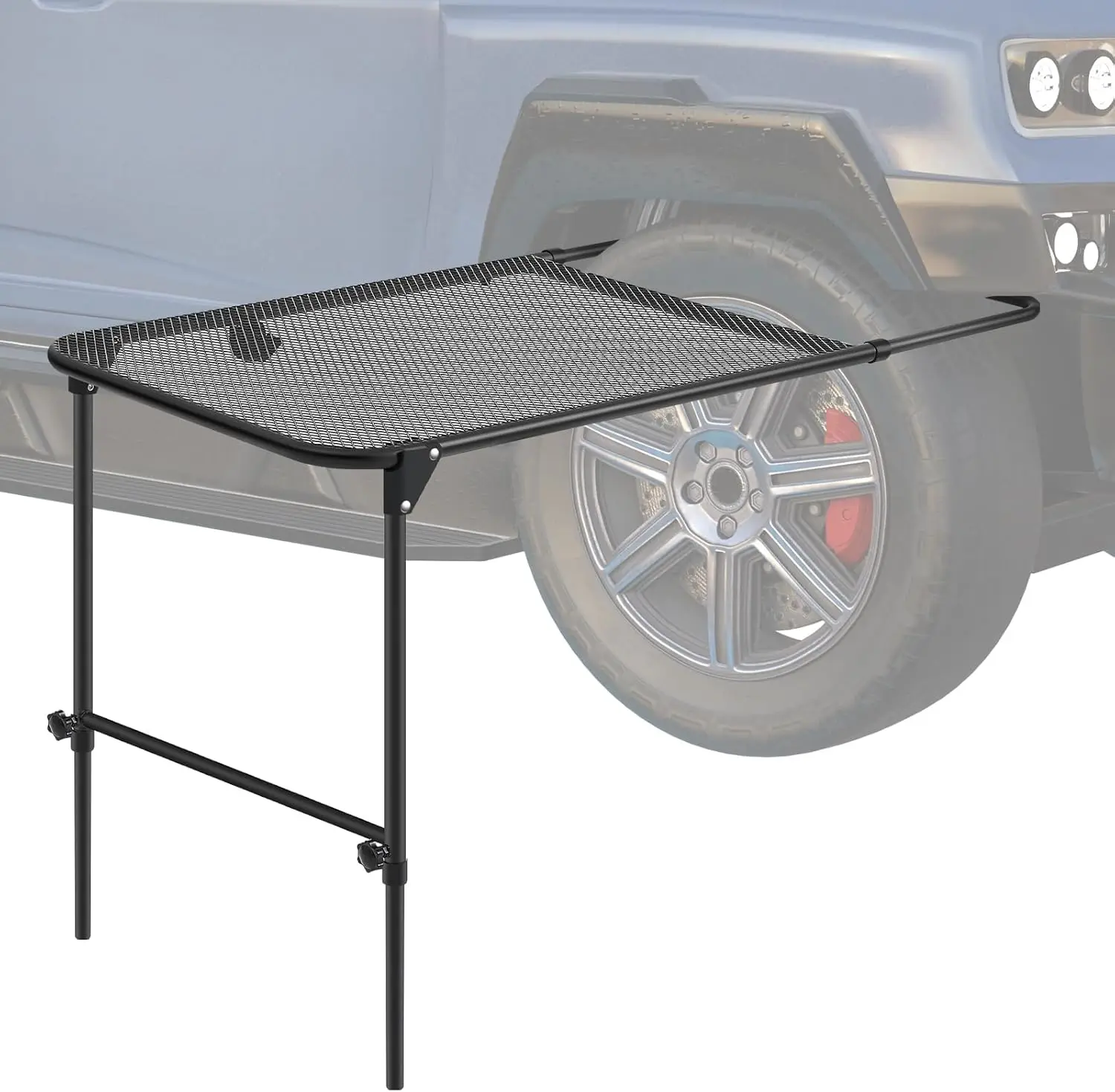 

Vehicle Tire Mounted Steel Camping Table Adjustable Travel Camping Table 40'' x 20'' x 33'' for Car Camping Picnic Camp Outdoor