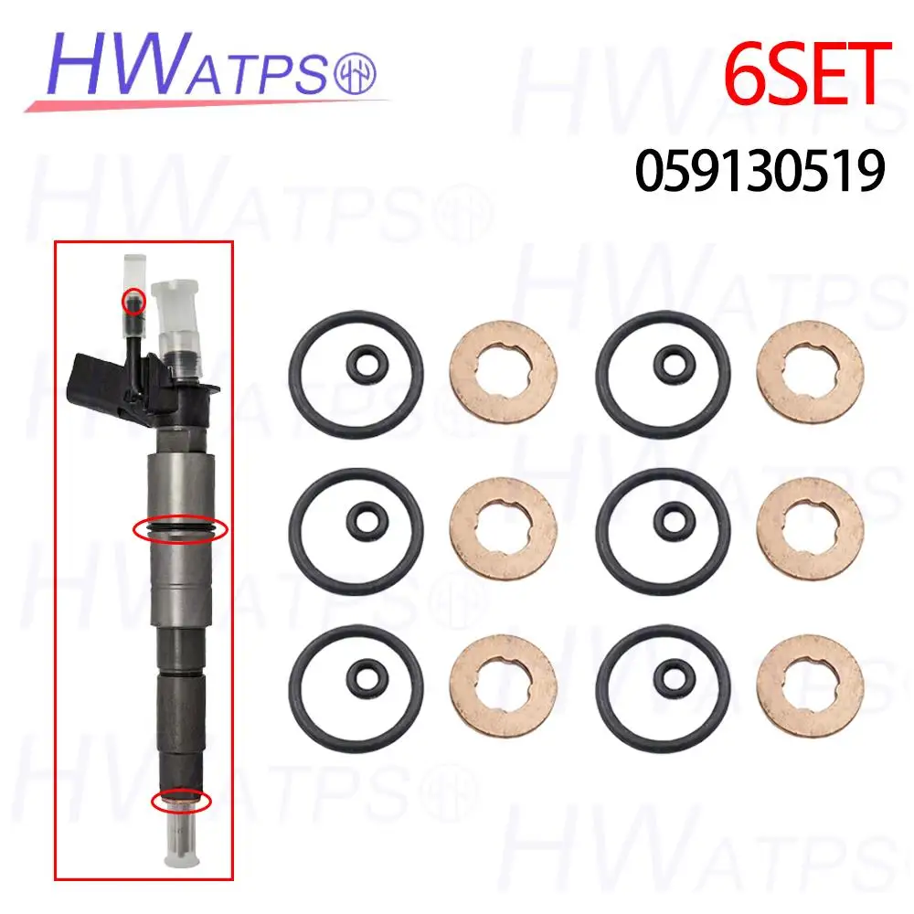 

6SET Fuel Injector Seal 059130519 For Audi A3 A4 A6 Q7 VW Touareg 059130119 03P130519